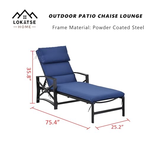 Image of LOKATSE Home Patio Chaise Lounge Chairs Set of 4 Outdoor Teslin Furniture Reclining Adjustable with Cushion and Soft Pillow for Pool,Deck,Yard