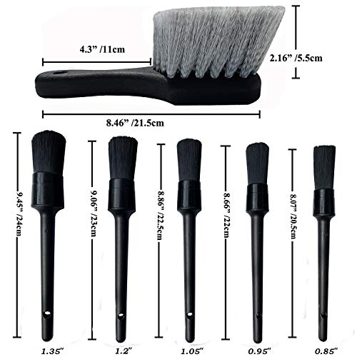 LUCKLYJONE 7Pcs Wheel & Tire Brush, Car Detailing Kit, 17inch Long Soft Wheel Brush, 5 Detail Car Wash Kit for Cleans Dirty Tires & Releases Dirt and Road Grime, Short Handle