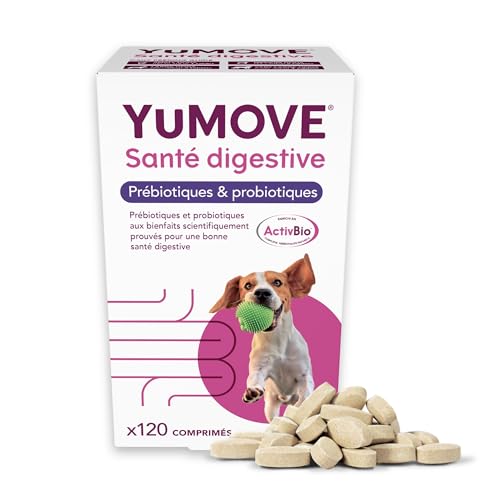 YuMOVE Complément probiotique pour Chien -120 comprimés -Soutien digestif Quotidien pour la santé des Chiens aux intestins sensibles -avec probiotiques pour la Flore intestinale