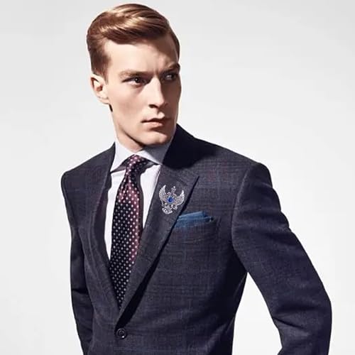 Image of Double Headed Eagle With Winged Stone Detailing Lapel Pin Badge Coat Suit Jacket Wedding Gift Party Shirt Collar Accessories Brooch