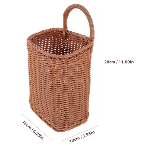 Angoily Hanging Wicker Basket, Hand-Woven Storage Basket, Wall Flower Basket, Fruit Vegetable Rattan Box Organizer Laundry Bins for Plants Key Sunglasses Door Rustic Decor (11X7.07X5.7 Inch) by Angoily - Image 4