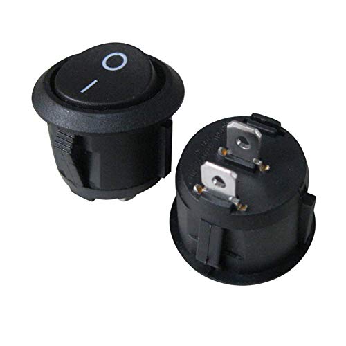 Taiss/8Pcs Black On/Off 2 Pin 2 Position SPST I/O Snap-in Round KCD2 Latching Button Toggle Rocker Boat Switch AC 250V/10A 125V/12A ?Quality Assurance for 1 Years?XW-602AB1