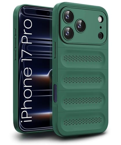 Image of WOW IMAGINE Ultimate Silicone Back Cover Case for iPhone 17 Pro | Heat Dissipation Thin Soft TPU | 360 Camera Protection | Breathable Cooling Holes - Forest Green