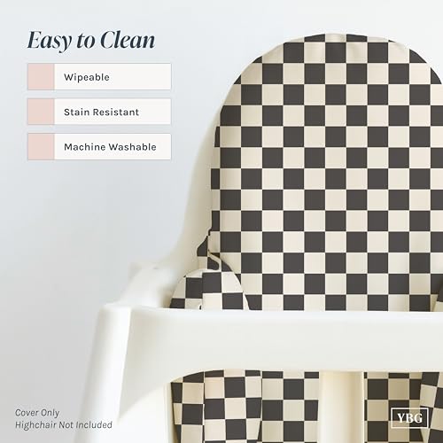 Image of Yeah Baby Goods Wipeable Cushion Cover (Classic Check) - Compatible with The IKEA Antilop Highchair - Soft, Waterproof Baby High Chair Cover