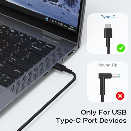 Image of 65W Laptop USB-C Charger with HP EliteBook x360 1040 630 745 835 840 G9 845 860 G10 H.P Elite x2 1012 G2 G4 G8 ProBook 440 450 455 460 H p Envy x360 17 Spectre x360 Type-C (H /P 65W Type-C)