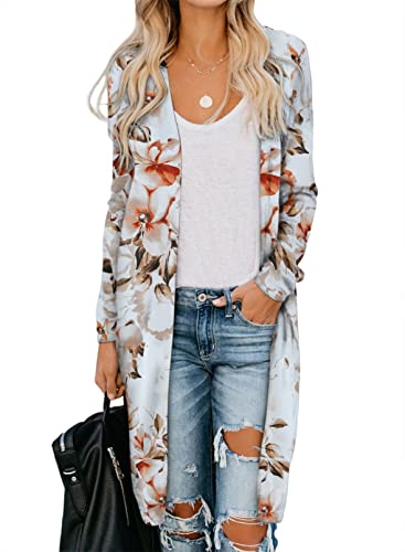 Sidefeel Women Long Sleeve Open Front Floral Print Knit Cardigans Outwear Xl Red #TOP24