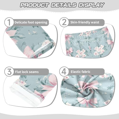 ALAZA Girls' Leggings Children's Yoga Pants Skinny Printed Dance Floral Bow Comfortable 4T2