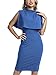 AISIZE Women's Vintage 1940s Half Collar Batwing Cape Party Pencil Dress (Medium, Blue)