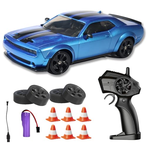 Ferngesteuertes RC Auto 1:24 mit Allradantrieb – Hochgeschwindigkeits Drift-Spielzeug für Kinder ab 6 Jahren, 18 km/h RC Car mit 2 Akkus, LED-Scheinwerfern und Zubehör-Set (Inkl. Drift-Reifen)
