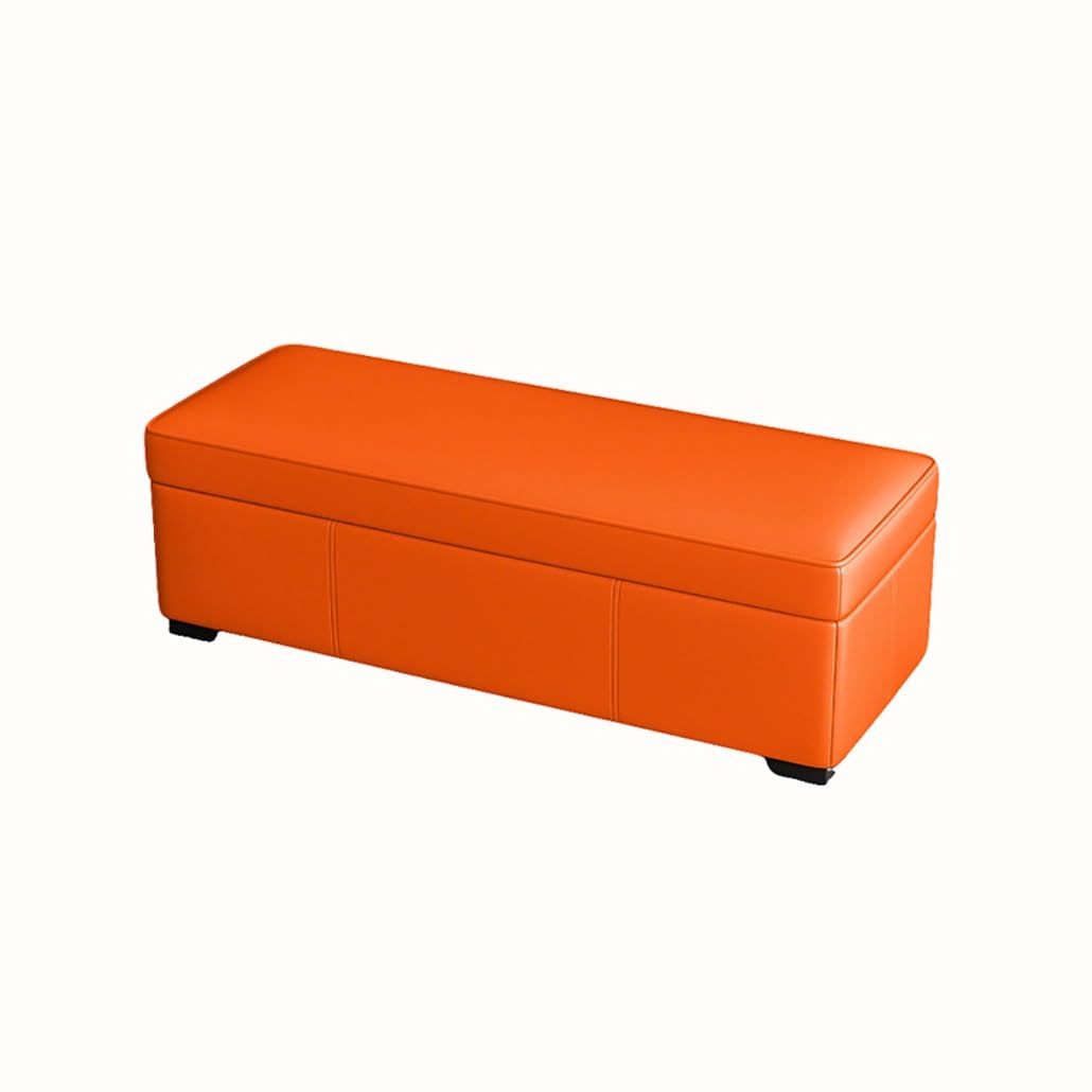 SXZenSpace Storage Benches End Of Bed Bench Large Upholstered Ottoman Leather Window With Shoe Cabinet For Bedroom Entryway Closet(Turmeric,60x40x40cm)