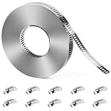 Adjustable Hose Clamps DIY Kit 16 FT, 304 Stainless Steel Metal Clamps Strap + 10 Fasteners, Large Worm Gear Hose Clamps, Pipe Clamp Screw Band Clamp for Auto,Duct, Fuel Line