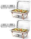 2PCS Fuentes Calientes para Buffet, 9L Bandeja para Buffet, Rectángulo con Tapa...