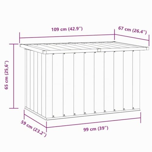 Miniatura 3 de Vidaxl Caja De Almacenaje Para Jardín, Arcón Exterior De Ordenación, Baúl De Almacenamiento, Caja Grande Para Terraza Patio, Gris 109x67x65 Cm
