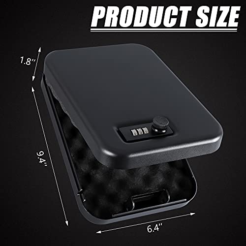 Dalmbox Gun Safe for Pistols Small Handgun Lock Box with Combination Lock Portable Travel Pistol Safe for Car, Home, Travel - Image 3