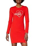 Love Moschino Long Sleeve Fleece Dress_Heart and Logo Studs Vestido Casual, Rojo, 40 para Mujer