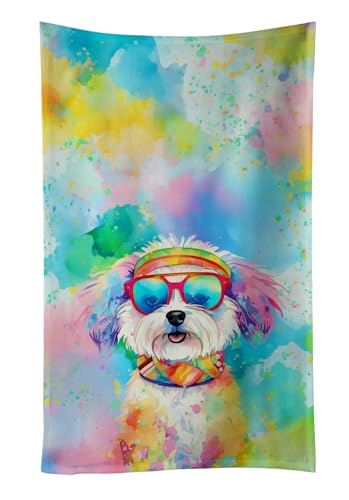 Caroline's Treasures DAC2463KTWL Bichon Frise Hippie Dawg Kitchen Towel Dish Cloths Guest Hand Towel Decorative Bathroom Towel for Face,Tea, Dishcloth, Kitchen and Bath