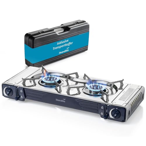 Skandika Gaskocher Brann | 2-flammig, robuster Campingkocher für...