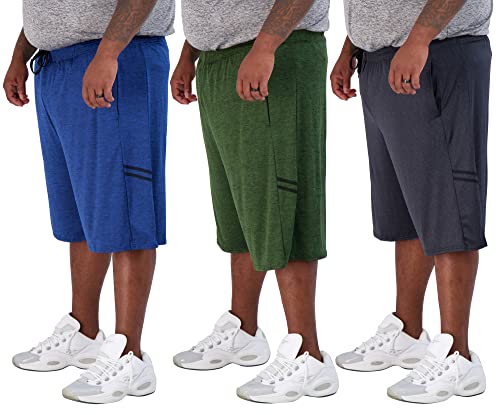 Image of Real Essentials Men's Big & Tall 3-Pack Dry Fit & Mesh Active Athletic Perfomance Shorts (3X-5X)