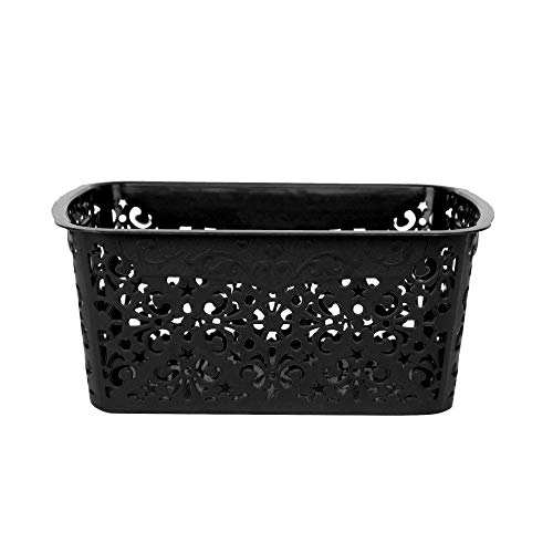 Image of Cutting EDGE Plastic Turkish Storage Basket, Small, Black (Set of 2)
