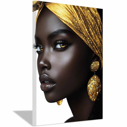 Tableau Deco Tableau Murale salon en toile noire avec impression femme d'or 30x45cm