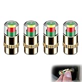Tire Pressure Monitoring Valve, 2026 Upgraded Car Tire Pressure Monitor Valve Stem Caps, Tire Pressure Caps 2.4Bar 36PSI Air Cap for Tires with 3 Color Eye Alert Sensor Indicator (4, Gold)