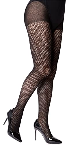 NOQ Leichte durchbrochene Damenstrumpfhose mit gestricktem Rippenmuster blickdichte Strumpfhose ausgefallene Samtstrümpfe, Sara Nero M/L Cover