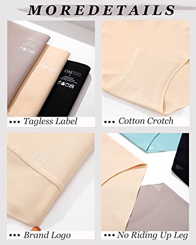FINETOO Tummy Control Underwear for Women High Waisted Nylon Brief No Show Womens Bikini Seamless Panties 4pack S-XXXL4