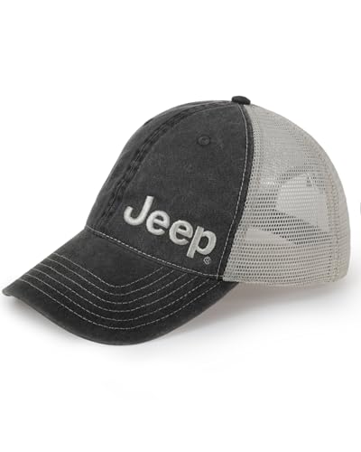 Jeep Garment Washed Trucker Hat - Black