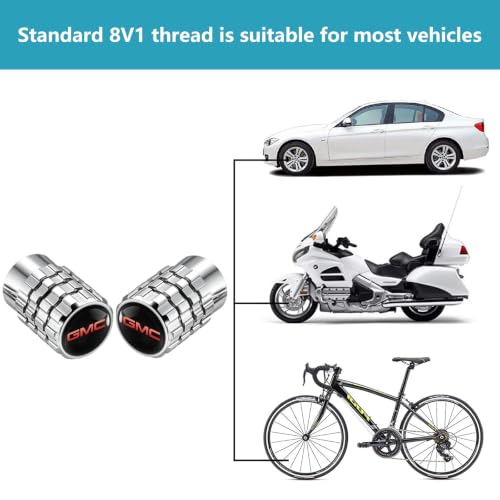 Image of 4pcs Tire Valve Stem Caps for GMC Series Stem Cap Universal Car Air Cover Car Accessories for Cars, SUV, Truck, Motorcycles Silver