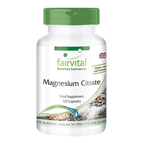 Fairvital | Magnesium Citrate - Vegan - HIGH Dosage - 120 Capsules - 100mg Magnesium per Capsule