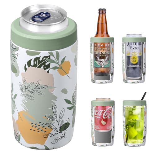 Image of Morefeel 4-in-1 Insulated Can Cooler for 12 oz Cans & Bottles | 304 Stainless Steel Can Holder Fits 12 Oz Slim Cans, Standard Cans, Beer Bottles & Works as A Open Cup; Dishwasher Safe