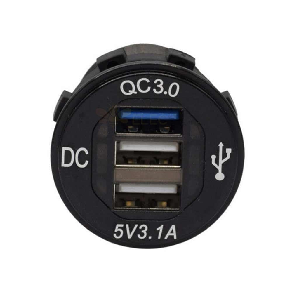 USB Car Charger Triple Port QC3.0 USB Charger Plug Charger for Marine Truck Motorcycle Car etc