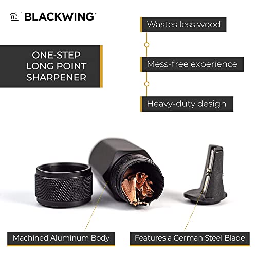 Blackwing One-Step Long Point Sharpener, German Steel Blade, Creates Sharp Long Curved Point, Easy To Use, Black, Pack Of 1 #TOP1
