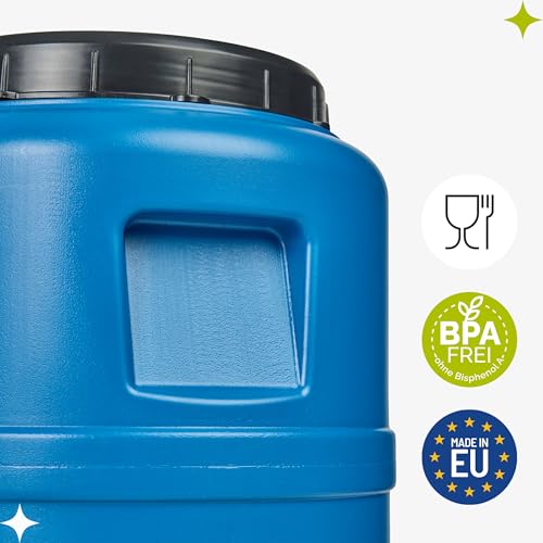 Garronda 15 L Regentonne Regenfass Weithalsfass aus HDPE als Kunststofffass und Wasserbehälter für Wasser und Lebensmittel zur Lagerung Fermentierung GD-0186 Blau