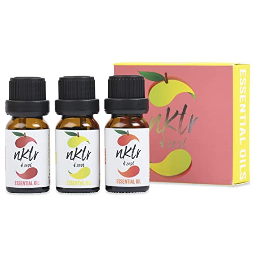 Essential Oil Set, Natural Pure Fragrance Aromatherapy Kit for Diffuser Aromatherapy, Soap Candle Making, for Sleep, 3 Pack of 0.33oz (10ml) Citrus Scents, Lemon Orange Grapefruit Food Grade