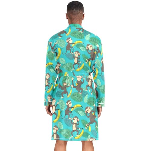 STAYTOP Monkeys and Bananas Men's Kimono Soft Robe Nightgown Long-Sleeve Pajamas Bathrobes3