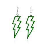 YUNXI Multicolor Acrylic Exaggerated Light Weight Party Women Lightning Bolt Dangle Earrings Accessories Jewelry Neon Accessories 80s (Green)