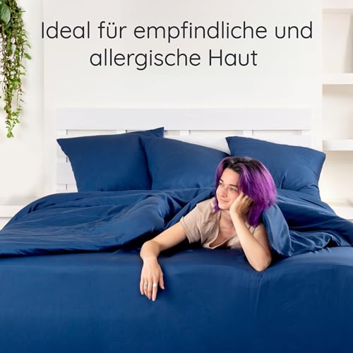 Bambus Spannbettlaken 180 x 200 cm in Blau von Bambaw