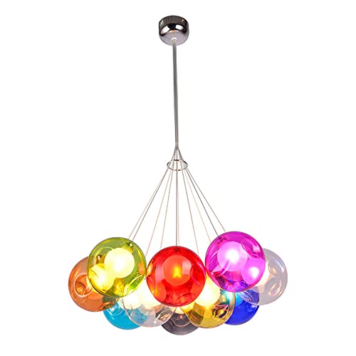 Suspension de plafond en verre moderne luminaire à 12 bulles de couleur