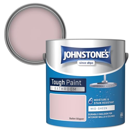 Johnstones - Bathroom Paint - Ballet Slipper - Mid Sheen Finish - Stain Blocker Paint - Use in Moist & Damp Areas - Low Odour - Dry in 1-2 Hours - 12m2 Coverage per Litre - 2.5L