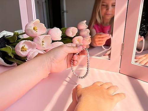 Image of Baby Crystals Sterling Silver Pink Pearl Bracelet for Baby Girls I Newborn, Infant Baby Girl Gifts, Toddler, Teen, Mommy I Birthday Gift I Children's Jewelry I Womens Bracelets for Girls