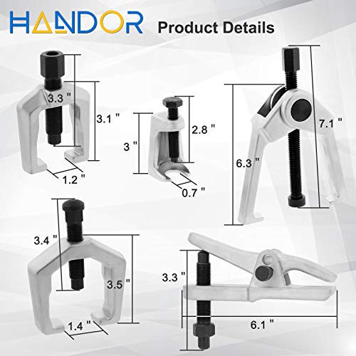Handor Ball Joint Separator, 5-in-1 Mechanic Tools, Pitman Arm Puller, Tie Rod End Removal Tool Set for Front End Service, Splitter Removal Kit
