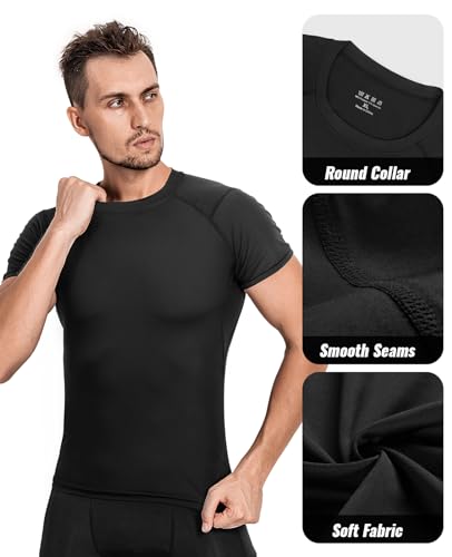 Niksa Men's Compression Shirts, Short Sleeve Athletic Compression Tops Dry Workout T Shirt, Rash Guard Base Layer Undershirt4
