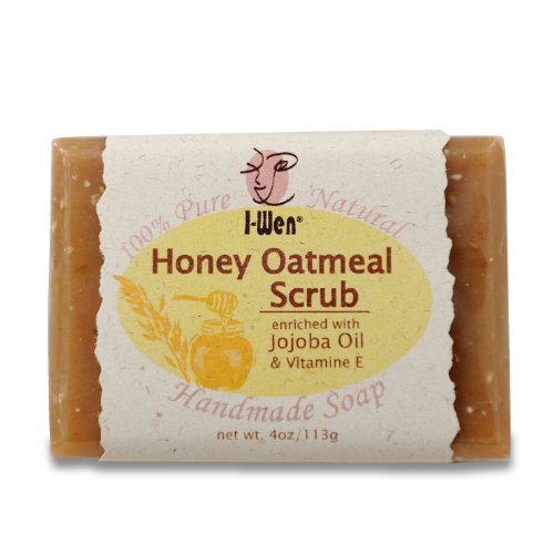 I-Wen Honey Oatmeal Scrub Handmade Soap - 100% Natural & Organic, Organic Jojoba