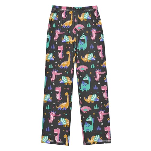 ZZXXB Lovely Dino Pattern Boys Long Pants Soft Trousers Elastic Waist Kids Lounge Bottoms with Pockets S-XL