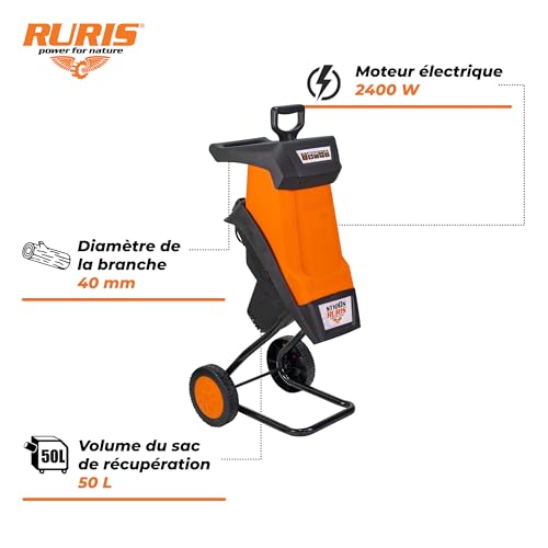 Broyeur de végétaux électrique 2400W RURIS ST100s contre branches