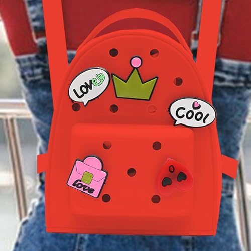 Silicone Jelly Backpack With Charm | Waterproof Silicone Backpack Cute Jelly Backpack,Cartoon Adjustable Travel Bag, Watermelon, Refer to description3