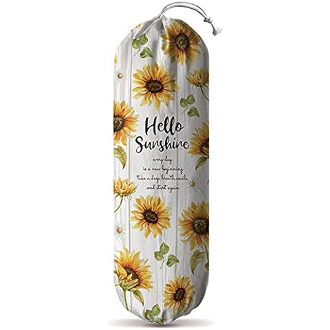 Hglian Grocery Plastic Bag Holder and Dispenser Wall Mount Plastic Bags Organizer,Garbage Shopping Trash bags Storage Carrier, Cute Sunflower Home Kitchen Decor,Gifts for Mom Wife Grandma Cover