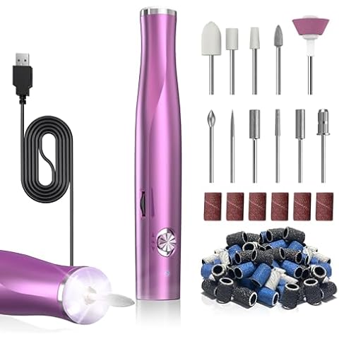 Electric Nail File - ZoCCee 22,000RPM Nail Drill- Professional Nail Drill Kit with LED Light - Portable e File for Quick Manicure Pedicure (Non-Cordless, Pink) Cover