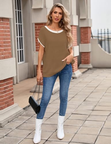 Image of Libsorge Womens Oversized Lightweight Cute Striped Sweater Vest Spring 2025 Crewneck Hollow Out Thin Cap Sleeve Knit Top